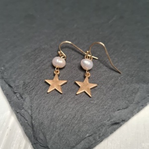 Pearl Star Earrings - Gold